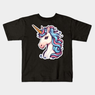 Beautiful Unicorn with rainbow hair Kids T-Shirt